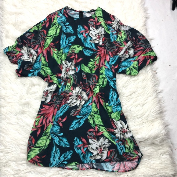 ZARA  BLACK FLORAL TUNIC DRESS  SIZE SMALL - Picture 5 of 11